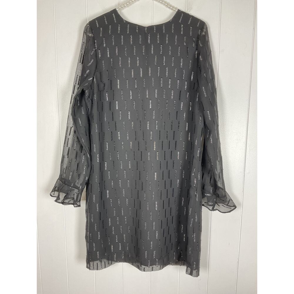 Banana Republic Black Ruffle Cuff Shift Dress Shear Sleeves Knee Length Dress 8 - Picture 3 of 8